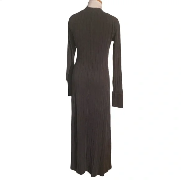 Free People Beach Black Sunflower Ribbed Knit Long Sleeve Maxi Dress Size Small - Picture 4 of 10